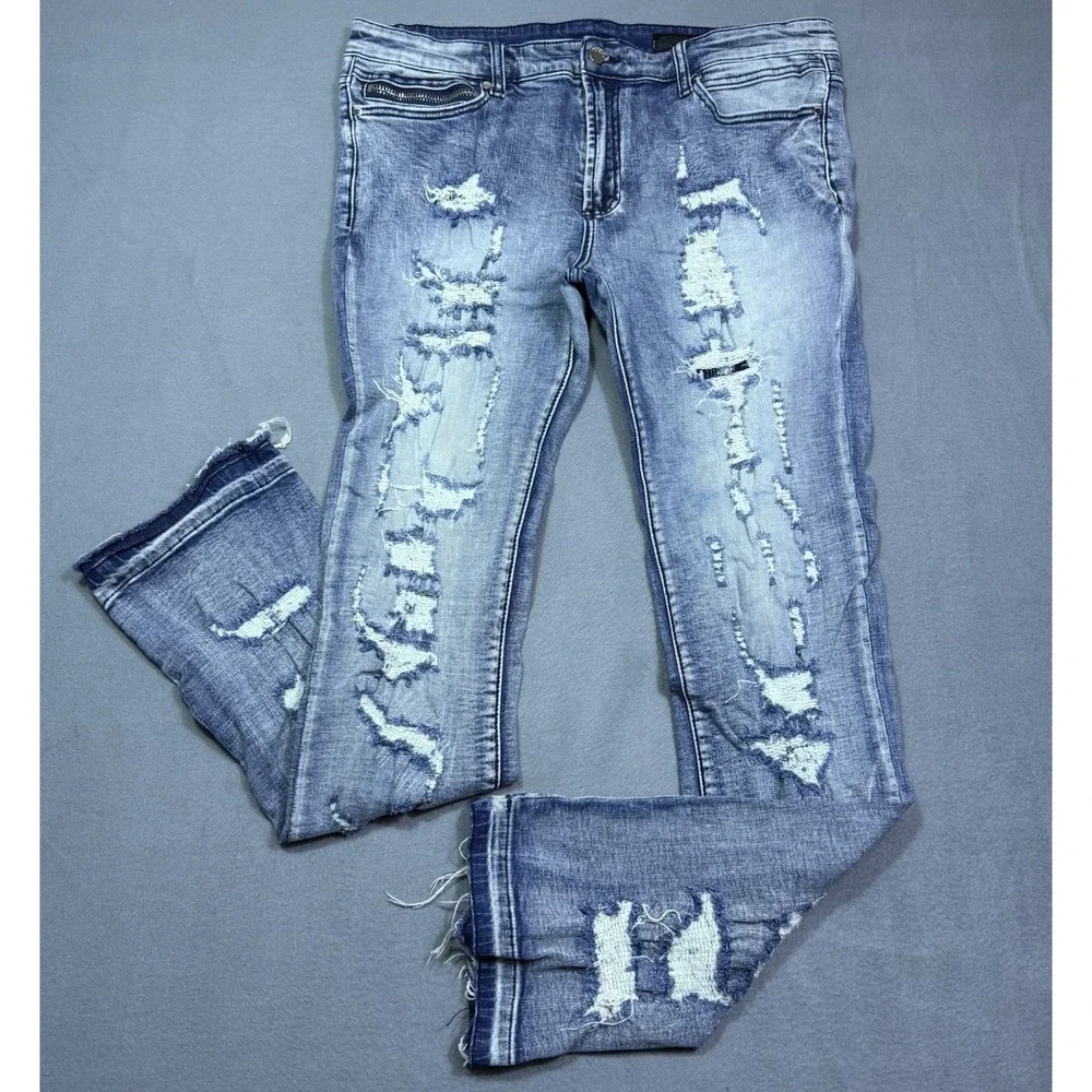 Rockstar Original Jeans Mens 36x34 RSM 205 Flare Distressed Stretch Stacked USA